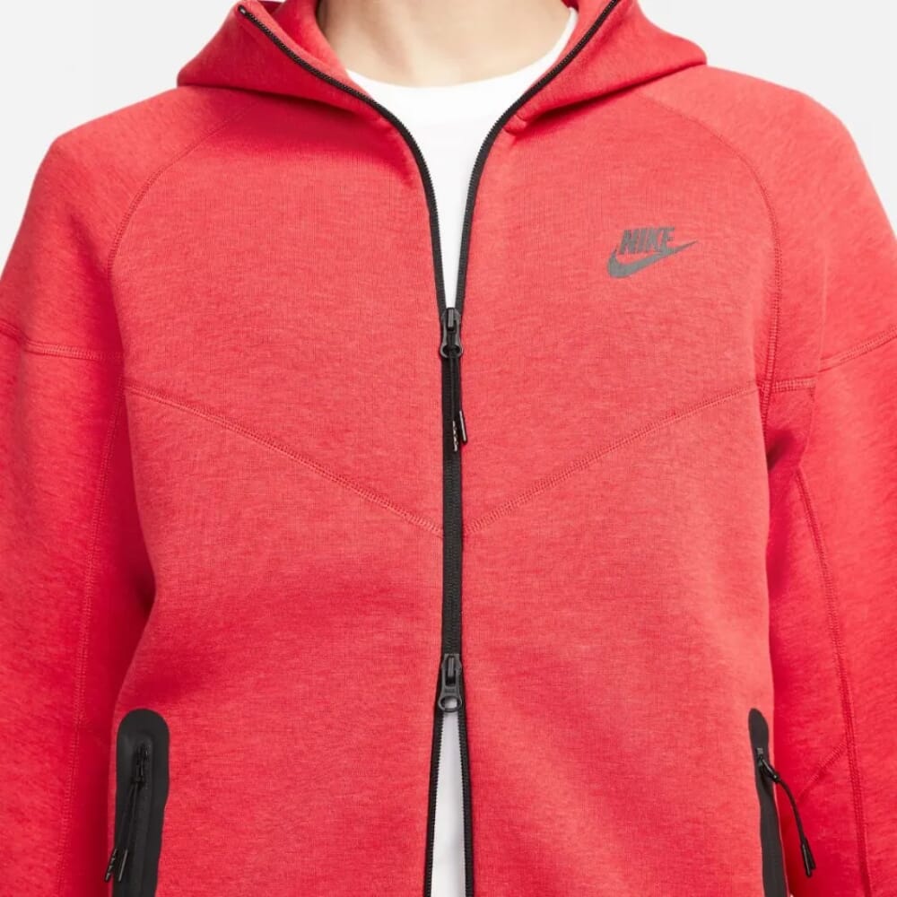 Nike Tech Fleece Full Zip Windrunner Heather Hoodie Red/Black  FB7921-672 Men's