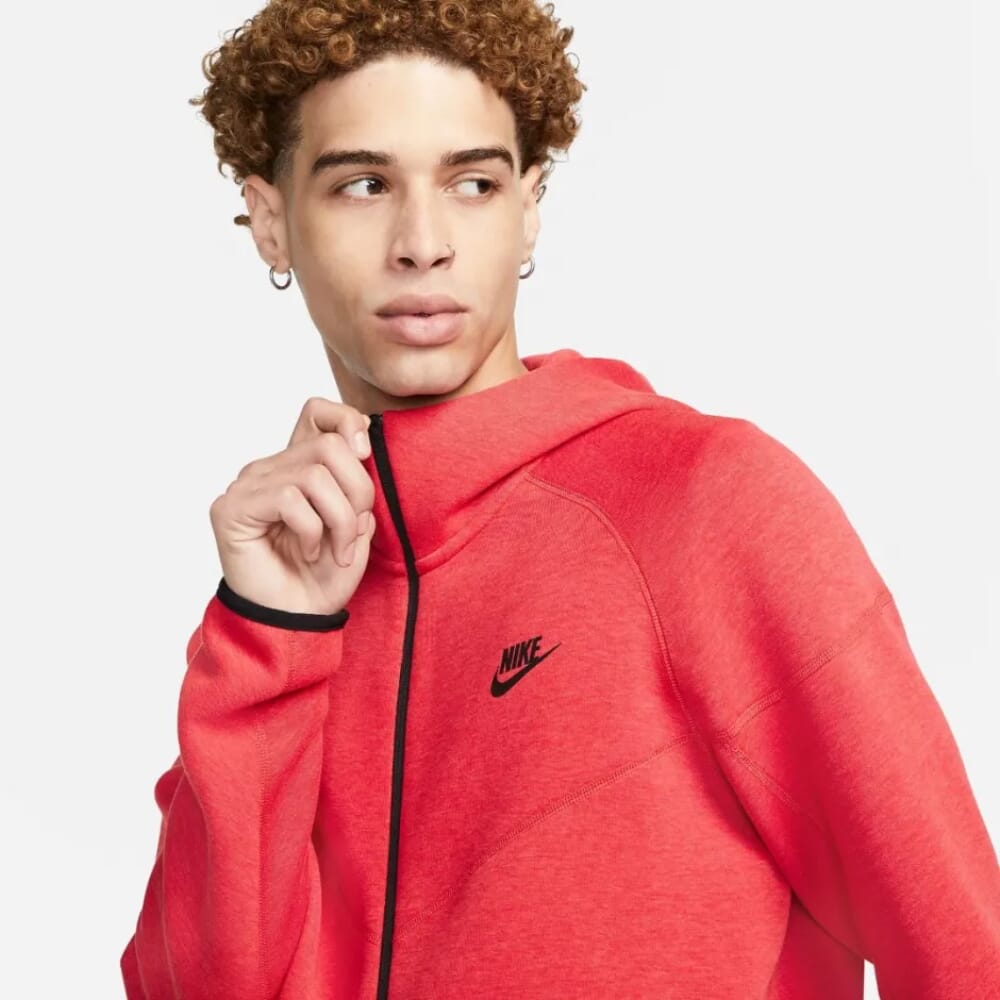 Nike Tech Fleece Full Zip Windrunner Heather Hoodie Red/Black  FB7921-672 Men's